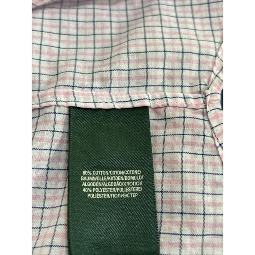 Ralph Lauren Youth Button Down Shirt Blue Pink‎ Check Long Sleeve Cotton Size 14